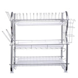 TD® Étendoir vaisselle à 3 niveaux cuisine collection étagère égouttoir acier inoxydable couleur argent séchage de vaisselles