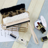 TD® Trousse de maquillage couleur assortie mode peluche fermeture éclair sac cosmétique PU rétro confortable lavage sac stockage
