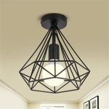 TD® Lustre industriel en forme de cage décoration intérieur tendance et moderne 3D pour chambre ou salon salle à manger couleur noir