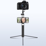 TD® Bâton de Selfie extérieur en alliage d'aluminium trépied Selfie Stick 1.7m Bluetooth lumière de remplissage à distance bâton Pho