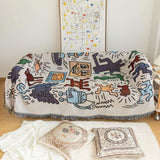 TD® Housse de canapé nordique housse de canapé serviette de canapé graffiti maître couverture de canapé unique tapisserie décorative