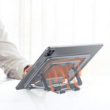 TD® Support de tablette en alliage d'aluminium réglable en hauteur, pliable, support paresseux de bureau plat en métal portable