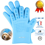 TD® Gant de Toilettage chien chat massage pour animaux de compagnie brosse peigne poils court bleu nettoyage doux caoutchouc efficac