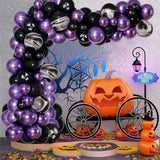 TD® Halloween decoration ensemble de chaîne de ballon noir et violet combinaison de tissu de fond de décoration de fête de fantôme