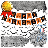 TD® Halloween decoration nappe d'Halloween Ensemble de Chemin de Table Style Maille de Dentelle Noire