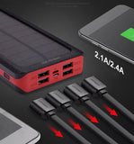 TD® batterie externe solaire haute capacité 4 port usb Power Bank étanche 24000mah puissance mobile charge rapide  telephone voyage