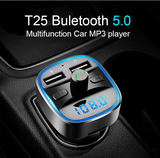 TD® Transmetteur FM Bluetooth, Voiture Lecteur MP3 Radio Sans Fil Kit FM avec Dual USB Ports, Appel Main Libre, Support SD/TF, USB