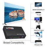 TD® Répartiteur TV haute résolution 1080p 4k amplification visionner contenu qualité multimédia appareil photos téléphone ordinateur