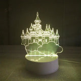 TD® Lampe optique poser décoratif tactile 7 couleurs illusion optique - modèle château - faible consommation câble USB 3 piles AAA
