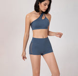 Costume de yoga gilet shorts soutien-gorge de sport sexy shorts de course yoga costume de fitness bleu costume yoga costume f