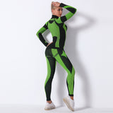 Costume de yoga tricoté sans couture à manches longues respirant évacuant l'humidité haut à manches longues sport running pan