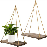 TD® Macramé plante cintres suspendus étagère en bois tissé tapisserie gland mur flottant suspendu intérieur mur planteur décor