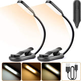 TD® 2PCS Lampe de Lecture Livre à poser, 7 LED Lumière Blanche Froide et Chaude, flexible rechargeable Veilleuse de Chevet de nuit