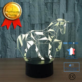 TD® Lampe optique poser décoratif tactile 7 couleurs illusion optique - modèle cheval - faible consommation câble USB ou 3 piles AAA