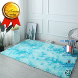 TD® Tapis tie-dye dégradé décoration ins tapis coupe-vent nordique personnalité simple peluche douce canapé côté tapis maison bleu t