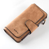TD® Portefeuille Long Femme Cuir PU de Couleur Brune Multi-Poches Double Fermeture avec une Zip et un Bouton à Pression Qualité