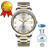 INN® Montre Chambre Or Acier Bande Mode Montre Homme Double Calendrier Montre À Quartz Montre Décontractée Montre Montre Non Mécaniq