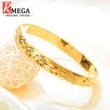 TD® Bracelet Jonc pour Femme Mariage Chaîne en Plaqué Or 18 Carats Charme Zirconium Rond Bijoux Cadeau Idéal Doré Motifs Gravés