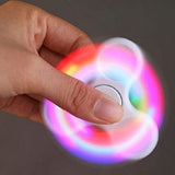 TD® Fidget Hand Spinner LED Lumineux/Jouet Triangle Adultes Enfants/ Jeu de Doigts / Décompression, Anti-Stress / Blanc