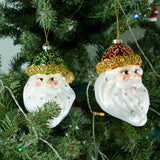 TD® Ornements de Noël faits à la main en verre du Père Noël Décorations de scène d'arbre de Noël 2 packs