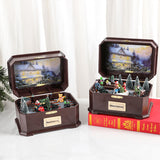 TD® Boîte à musique de Noël décorations de Noël lumière tournante avec musique batterie USB cadeau pour enfants à double usage