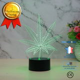TD® LAMPE A POSER Mixte - Touch Veilleuse 3D 7 couleurs LED Vision Night Light Feuilles - noir Xiangsh™