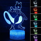 TD® Veilleuse 3D créative Mewtwo Pokemon LED tactile télécommande 7 couleurs télécommande tactile chambre décoration lampe table cad