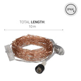 TD® LED 10m - Fil de cuivre avec télécommande 8 modes éclairage réglable - 100 LEDs multicolore intérieur e