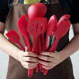 TD® 11 pcs Kit Ustensiles de Cuisine, ustensiles de Cuisine en Silicone résistant à la Chaleur Outils de Cuisson antiadhésifs/rouge