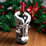 TD® Décoration de Noël boule de cheveux tricoté vin rouge ensemble maison restaurant habiller atmosphère bouteille vin rouge sac 2 p
