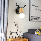 Lot de 2 Applique Murale Moderne Cr&eacute;ative Design Deer Antler Lampes Murale Interieur en Bois et M&eacute;tal Lampe de