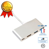 TD® Alliage d'aluminium argenté TYPE-C vers HDMI + PD + USB3.0 * 2 convertisseur pour ordinateur portable quatre en un