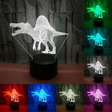 TD® Lampe optique poser décoratif tactile 7 couleur illusion optique  modèle dinosaure  faible consommation câble USB ou 3 piles AAA
