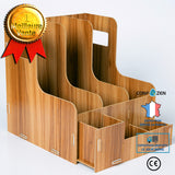 Support d'information en bois Support de fichiers Boîte de rangement et de tri de fichiers de livres bureau créatifs Panier f
