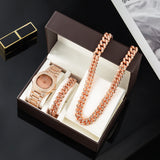 Coffret cadeau dames montre exagérée coffret cadeau magnifique bracelet strass collier 3 pièces coffret cadeau montre à quart