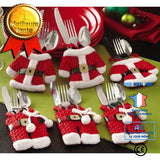 TD® Lot de 6 Portese Couverts en Forme de costume Père Noel / Décoration de table/ Festif et Chic