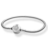 TD® Bracelet en argent sterling pendentif à breloque perles Colorfast hypoallergénique couronne brillante chaîne en os de serpent