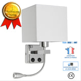 TD® NEUFU Applique Murale LED Retro En Tissu + Métal Blanc Flaxen 17x17x13 (cm) Veilleuse Lumières de Couloir E27