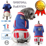 TD® Vêtements  chien chat pour animaux de compagnie pull rayures col veste poches baseball quatre pattes bleu gris mignon petit bala