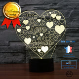 TD® 3D Optique LED Veilleuse Veilleuse 3D LED I Love You Confession avec 7 couleurs de lumière pour la décoration de la maison Lampe