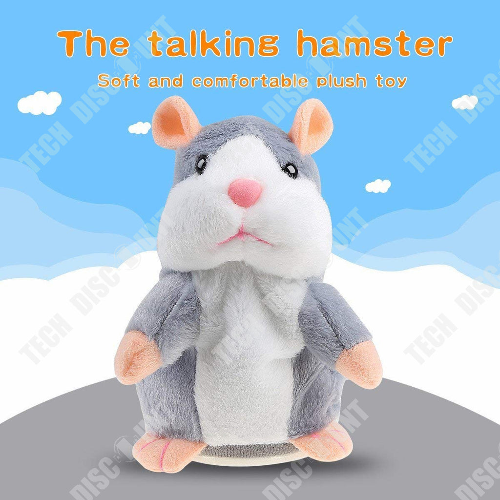 TD® Parler Hamster Plush Toy drôle Peluche Répète ce Que tu Dis Jouet électronique Parlant Cadeau de Bébé Enfants adorable (Gris cla