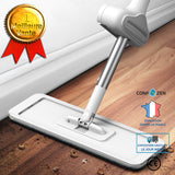 Mop lavage à la main panneau plat ménage plancher de bois carrelage humide et sec double grattoir tige en acier inoxydable