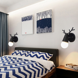 TD® Applique murale rétro moderne en bois, adaptée à la chambre d'enfants, au salon, à la table de chevet, bleue (sans ampoule E27)