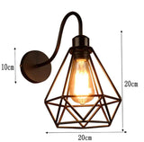TD® iDEGU Lot de 2 Applique Murale forme Diamant en Métal Fer Noir, Lustre abat-jour Cage Forgé Lampe Rétro Industrielle E27 pour Cu
