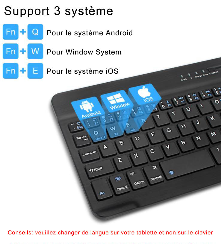 Mini clavier et souris sans fil Bluetooth, pour iOS, Android