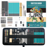Ensemble de pinceaux Art Sketch 50 pièces Peinture Crayon Charbon de bois Ensemble de stylos en métal Ensemble d'outils de cr