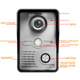 TD® Interphone vidéo sonnette 7 pouces couleur vision nocturne matériel étanche à la pluie machine extérieure matrice vision nocturn