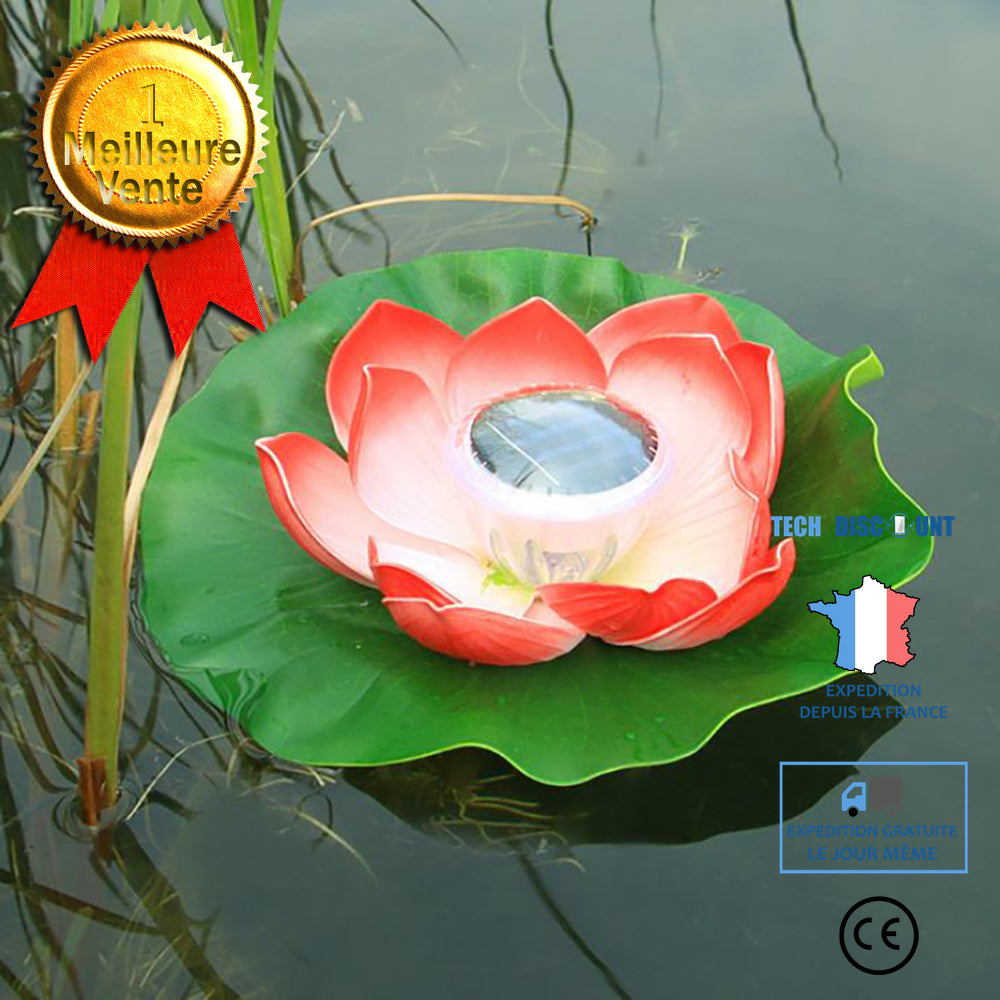 TD® Lumière de flotteur d'étang extérieur lumière de lotus solaire cou –