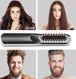 TD® Lisseur attelle sans fil portable USB charge peigne à cheveux droit peigne à barbe pour hommes peigne droit à double usage