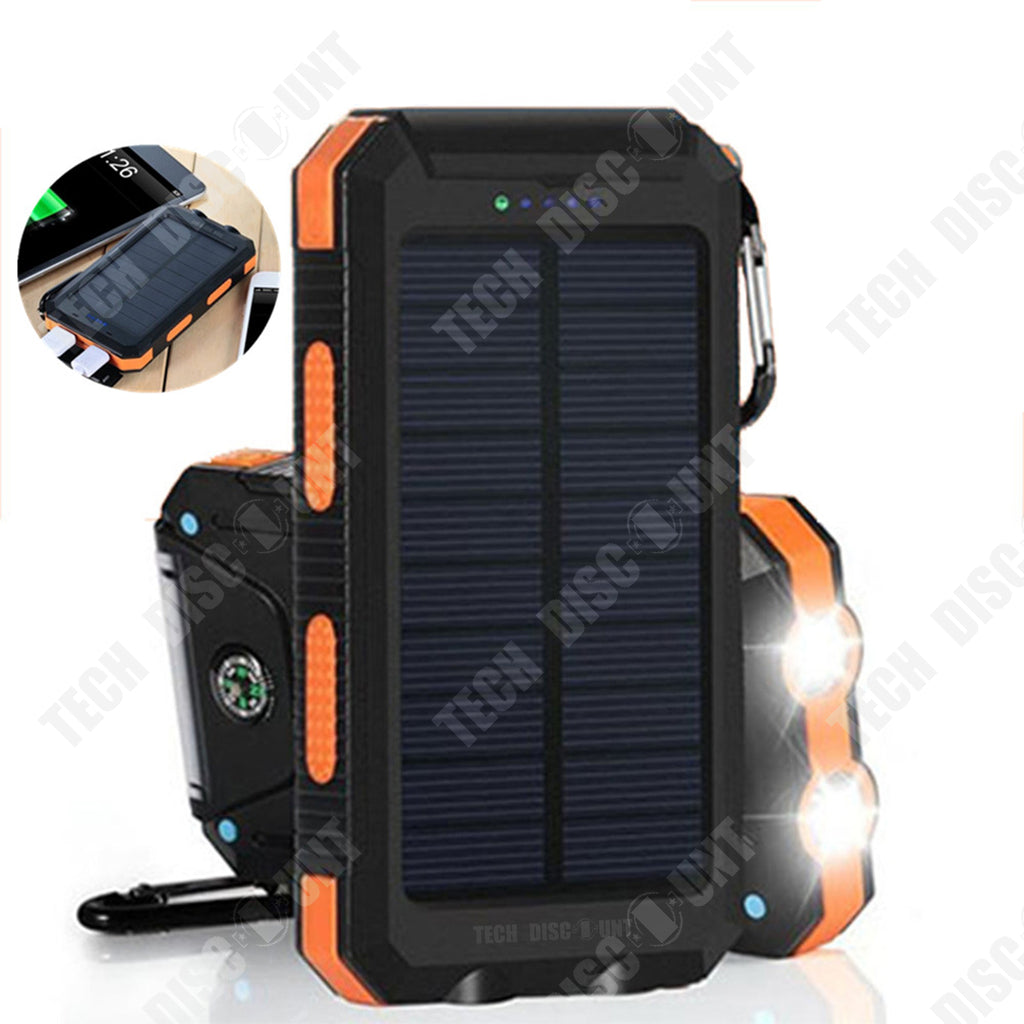 Chargeur solaire 8000 mAh, chargeur de téléphone solaire portable avec 4  panneaux solaires, batterie externe haute capacité pour smartphone,  tablette et randonnée, camping 